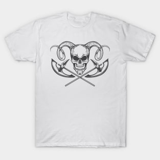 Skull with Ram Horns and Axes T-Shirt